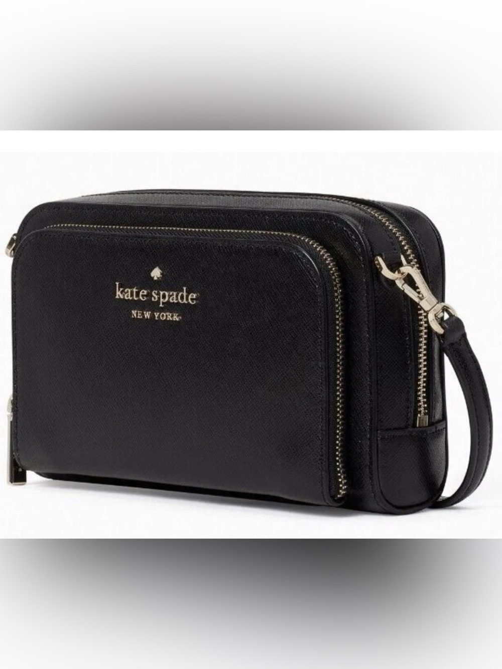 NWT Kate Spade Staci Mini Crossbody Bag with Saffiano leather in Black #KG036